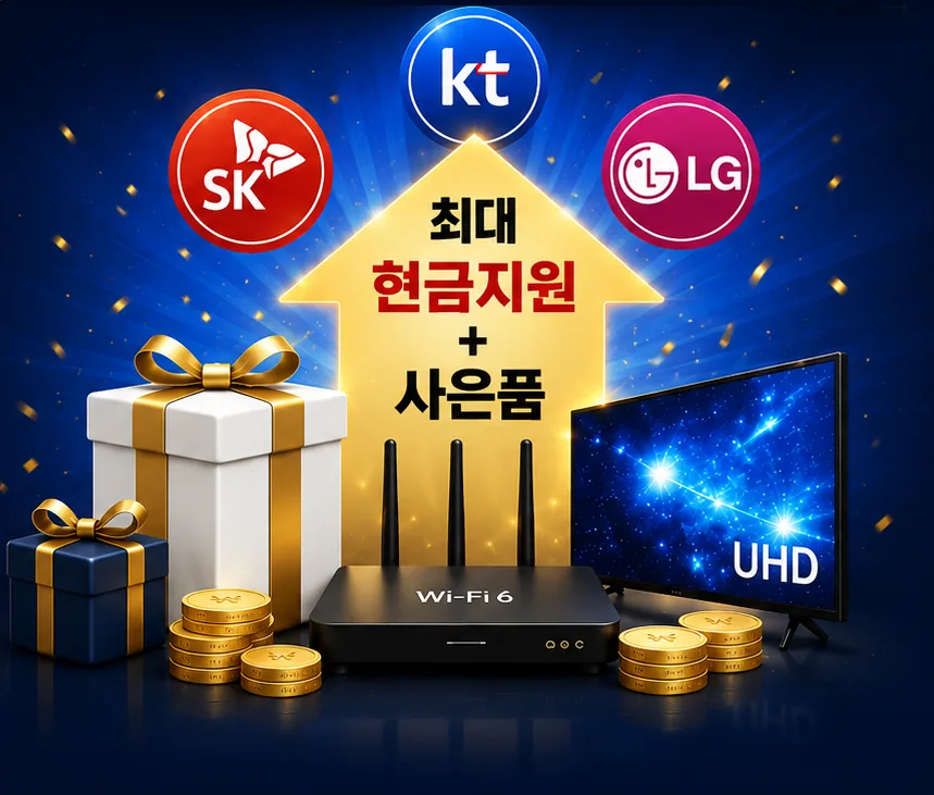 SK KT LG 인터넷가입 현금지원 사은품 혜택 안내